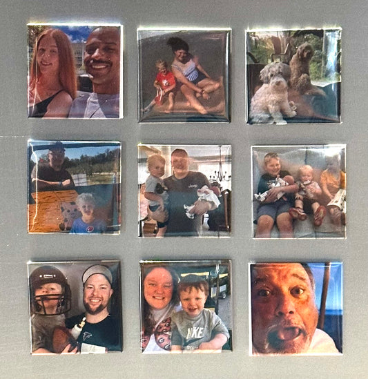 Set of 9 - 2”x2” photo magnets